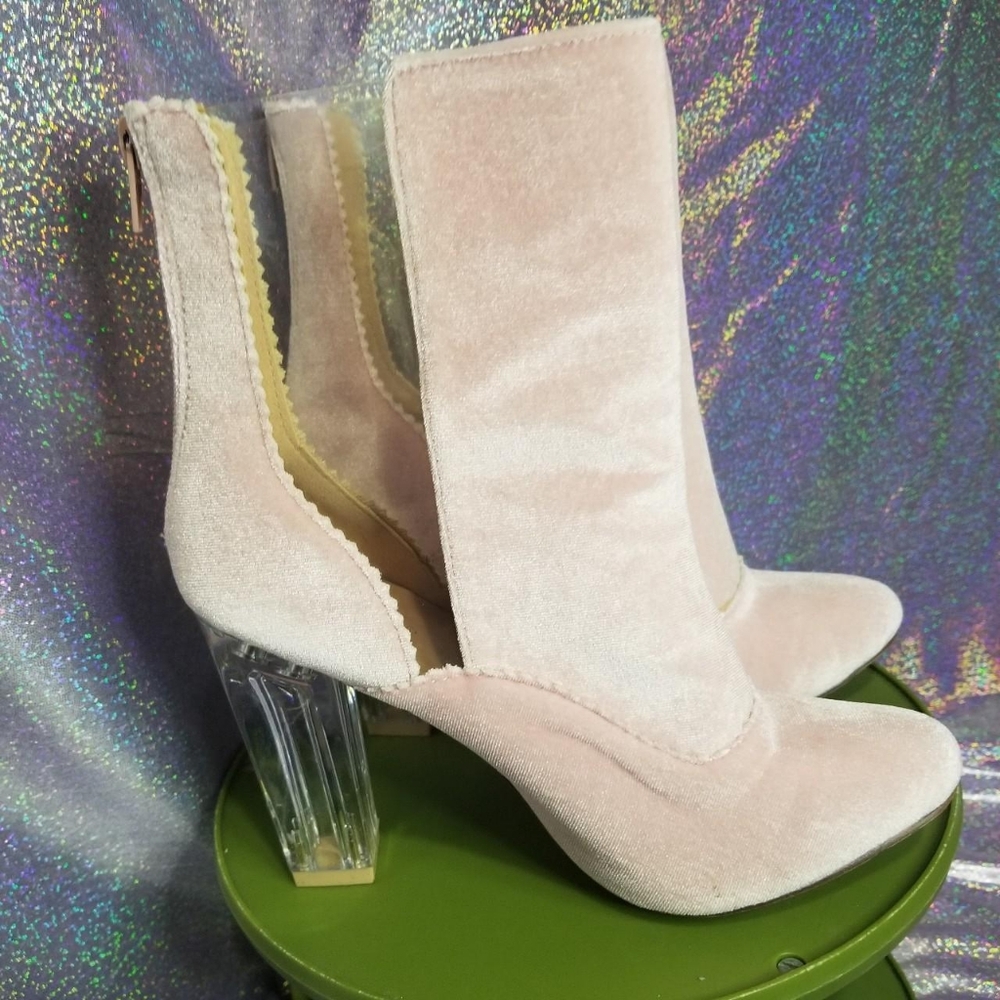 Chase and Chloe Velvet Pink Boots
